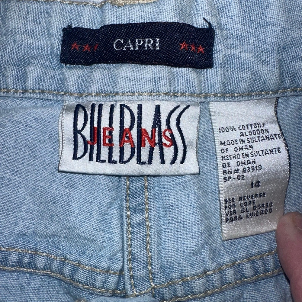 Vintage 1980s Women's Size 14 Bill Blass Jeans Capris Acid Wash Wide Leg Jeans - Picture 3 of 7